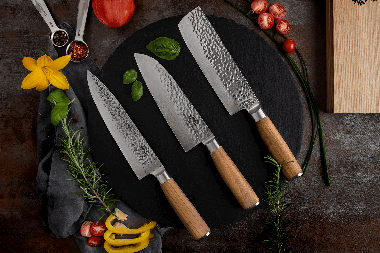 Sallys 3er Messer Set - Nakiri, Masuta & Santoku