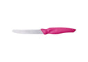 Ein Messer mit silberner Klinge und rosa Griff
