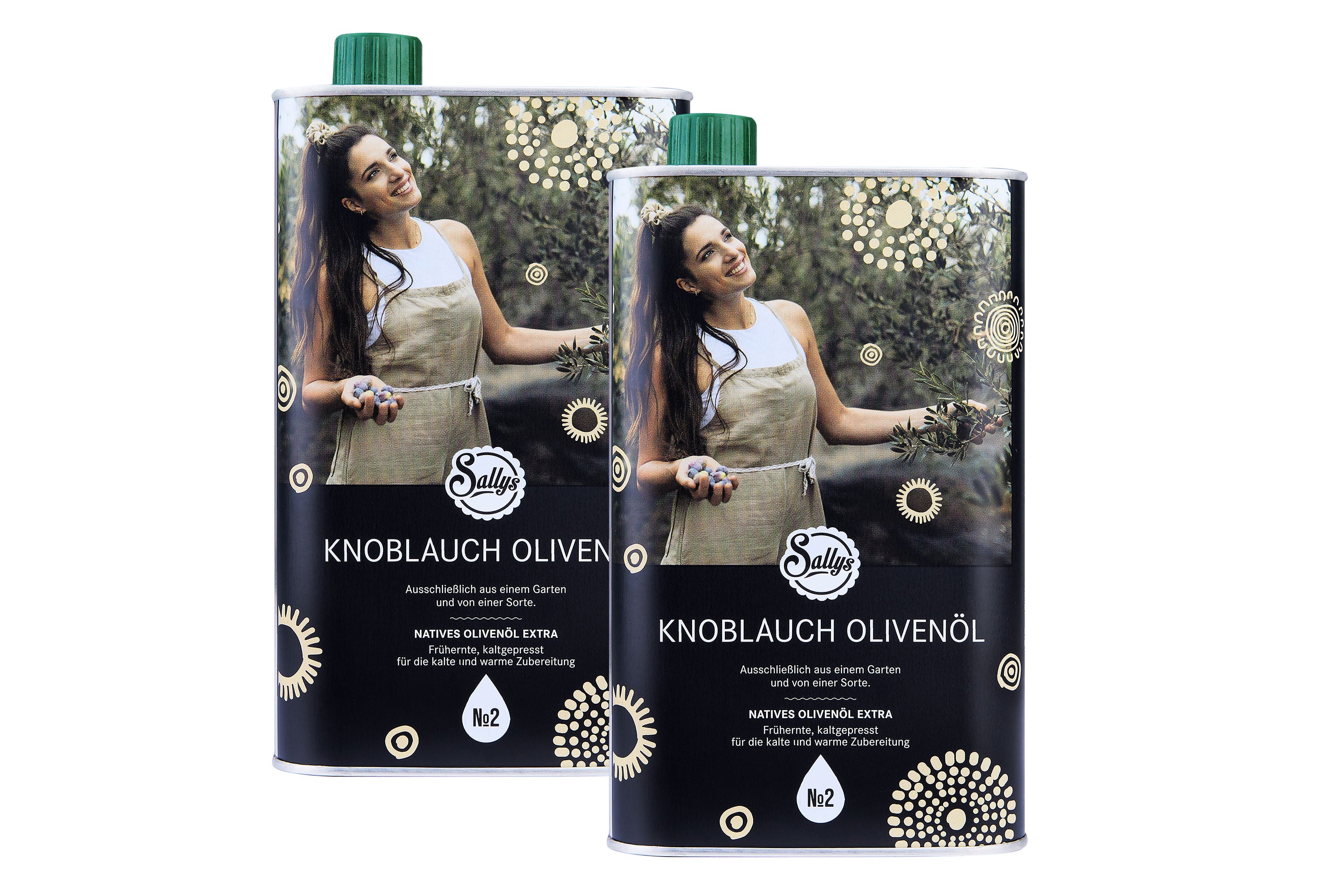 Sallys Natives Knoblauch Olivenöl Kanister 2er Sparset Freisteller