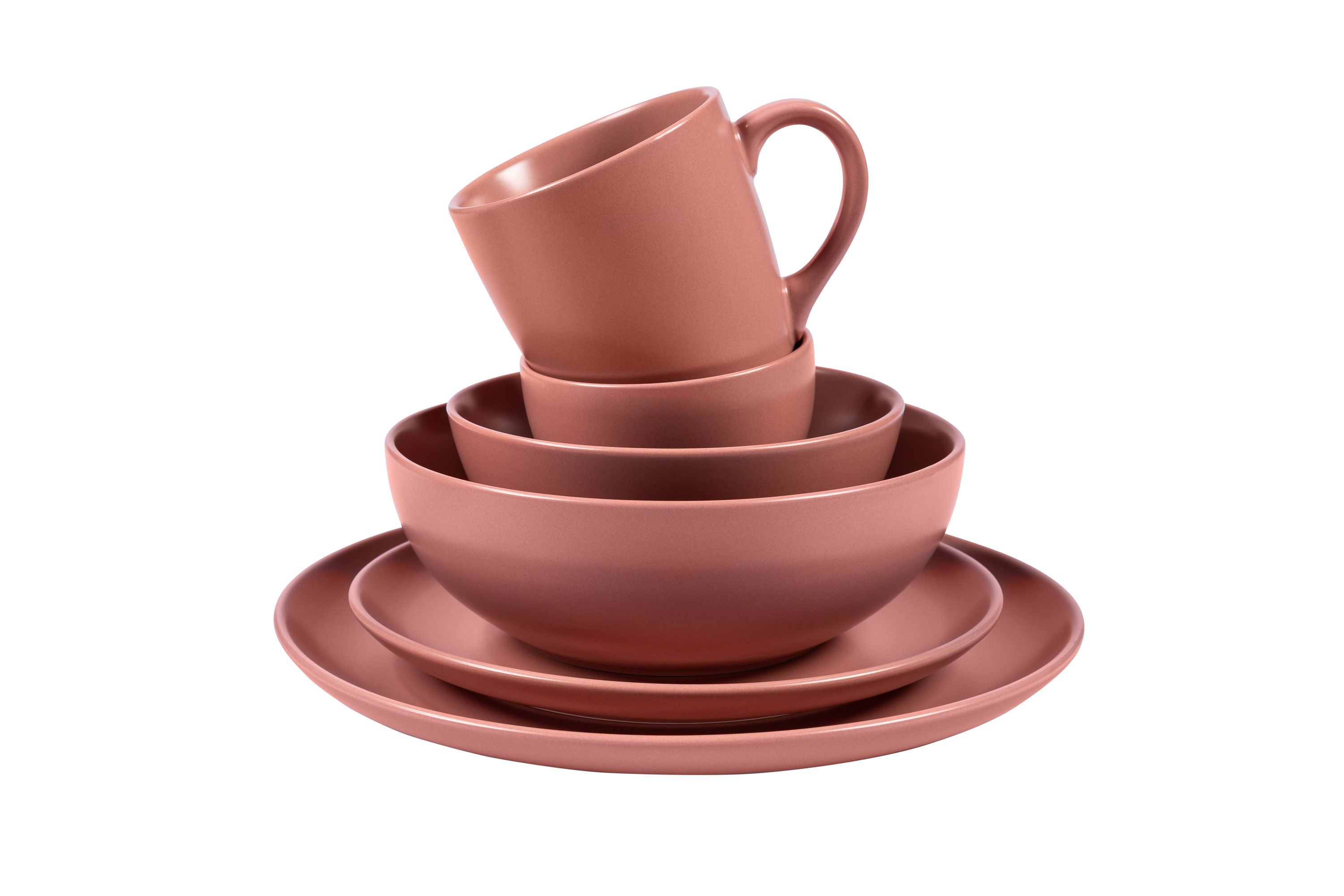 Rötliches Stoneware-Geschirr