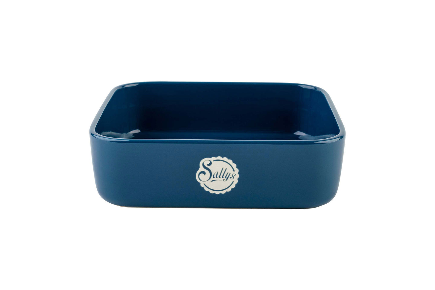 Eine blaue, kleine Stoneware-Ofenform