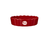Eine rote, ovale Stoneware-Ofenform