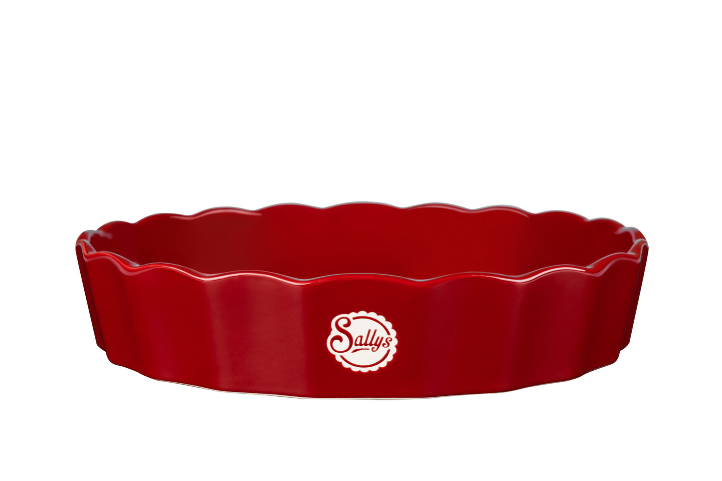 Eine rote, ovale Stoneware-Ofenform