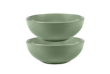 Zwei grüne Stoneware-Schüsseln