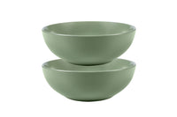 Zwei grüne Stoneware-Schüsseln