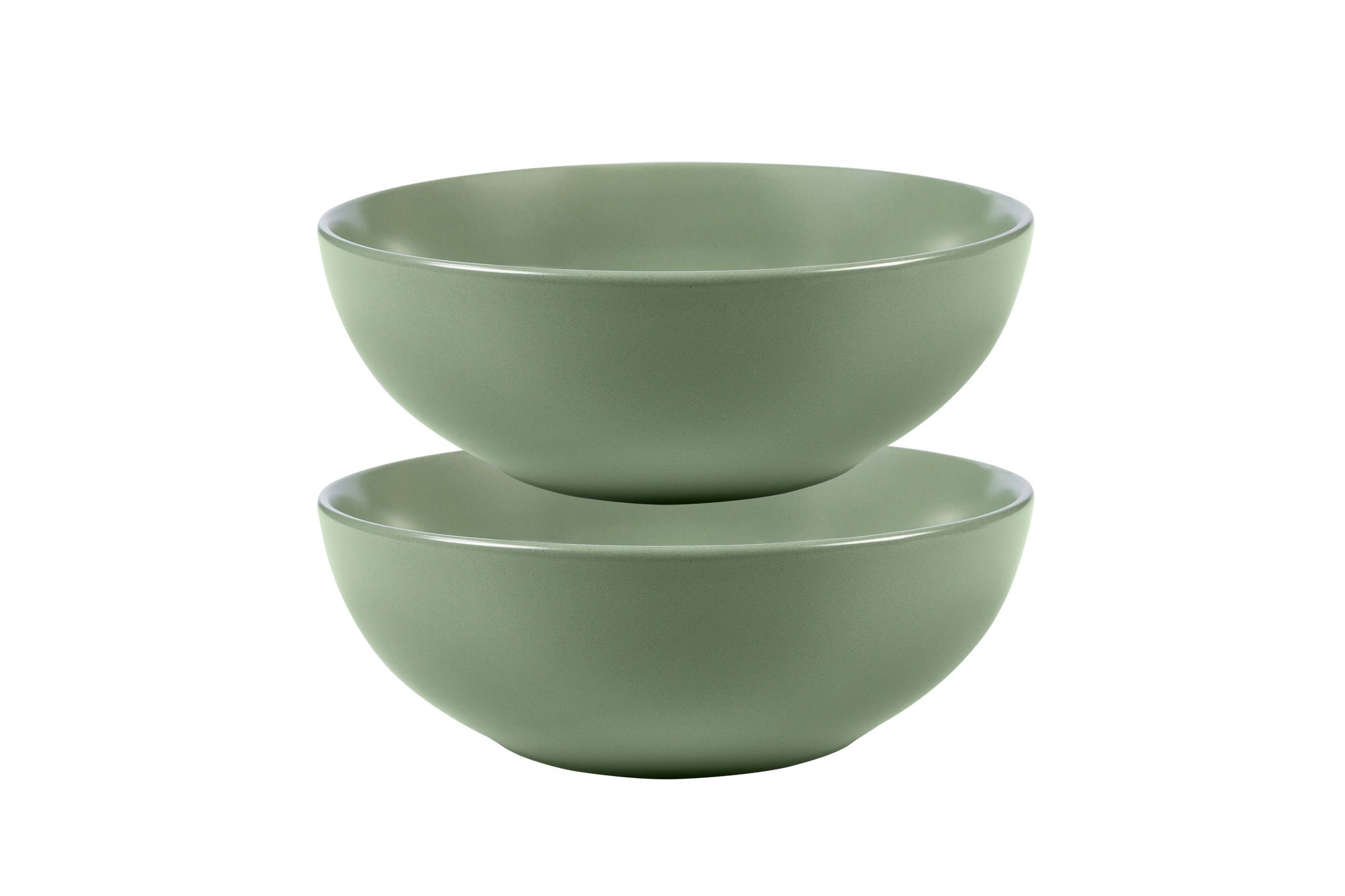 Zwei grüne Stoneware-Schüsseln