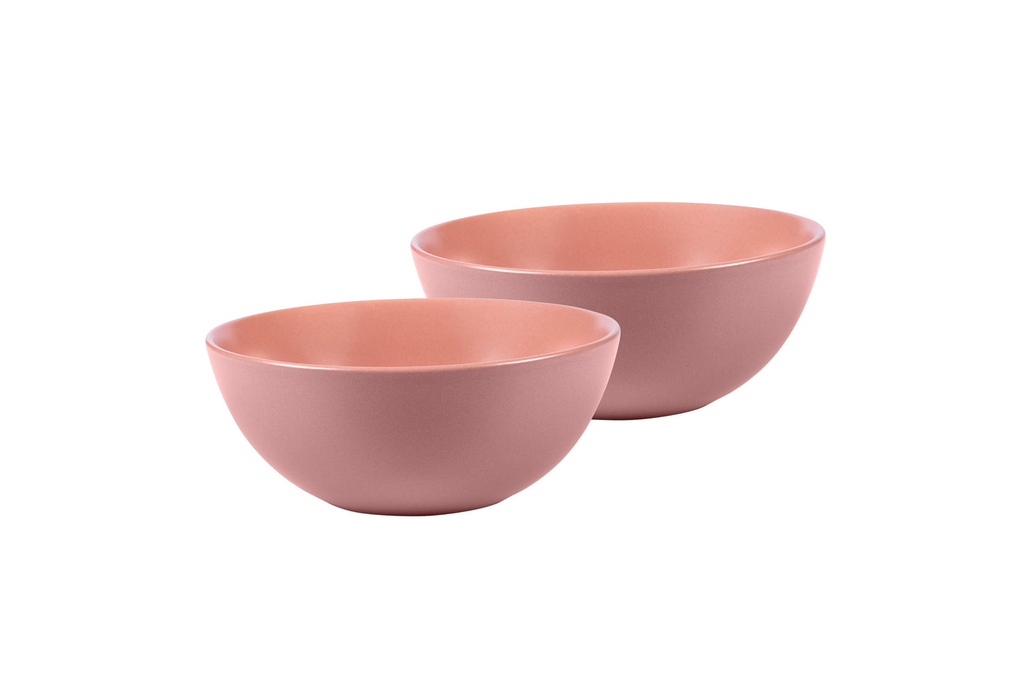 Zwei rosa Stoneware-Schüsseln