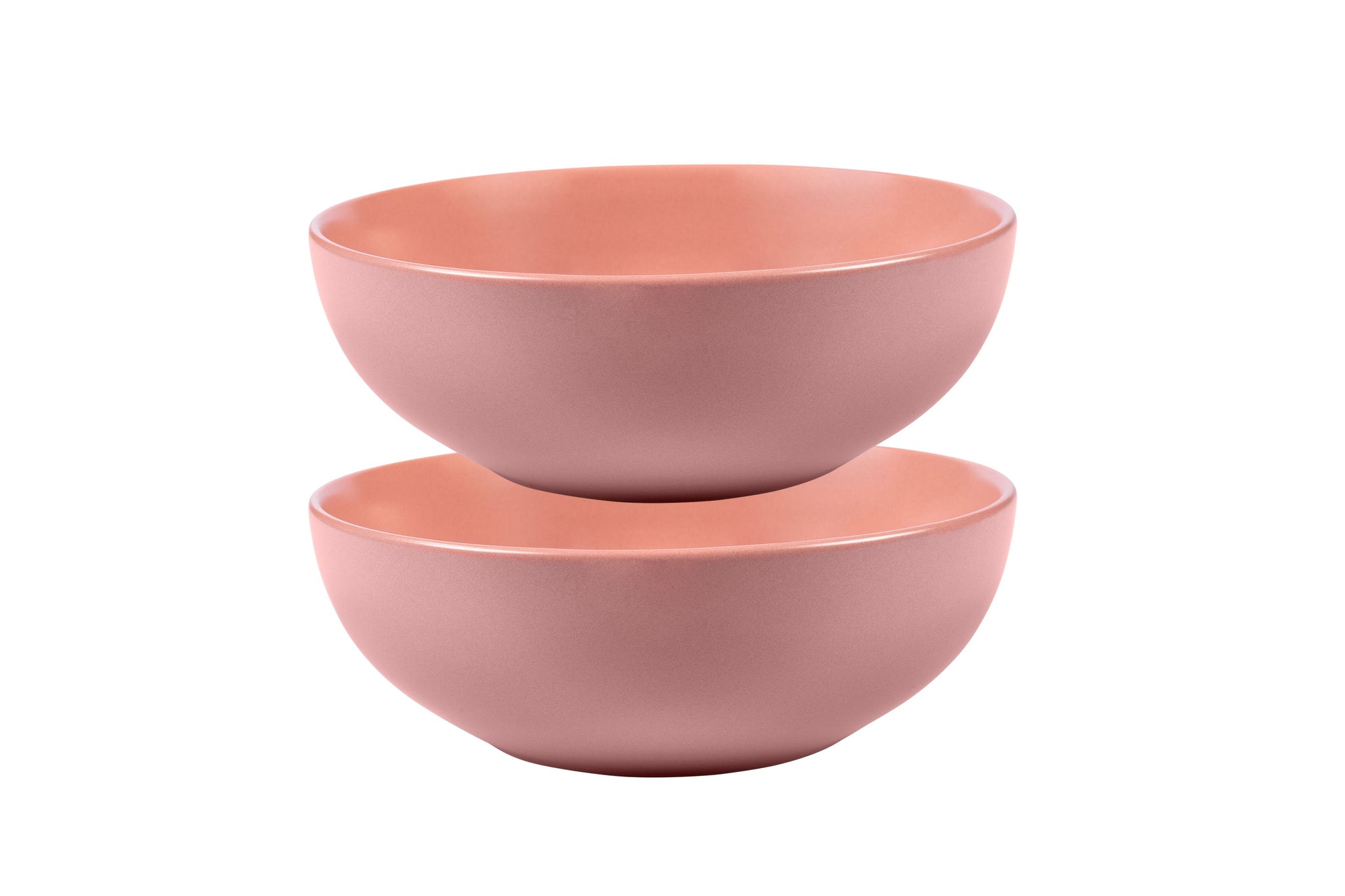 Zwei rosa Stoneware-Schüsseln