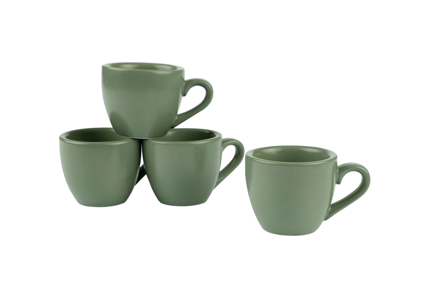 Mehrere grüne Stoneware-Tassen