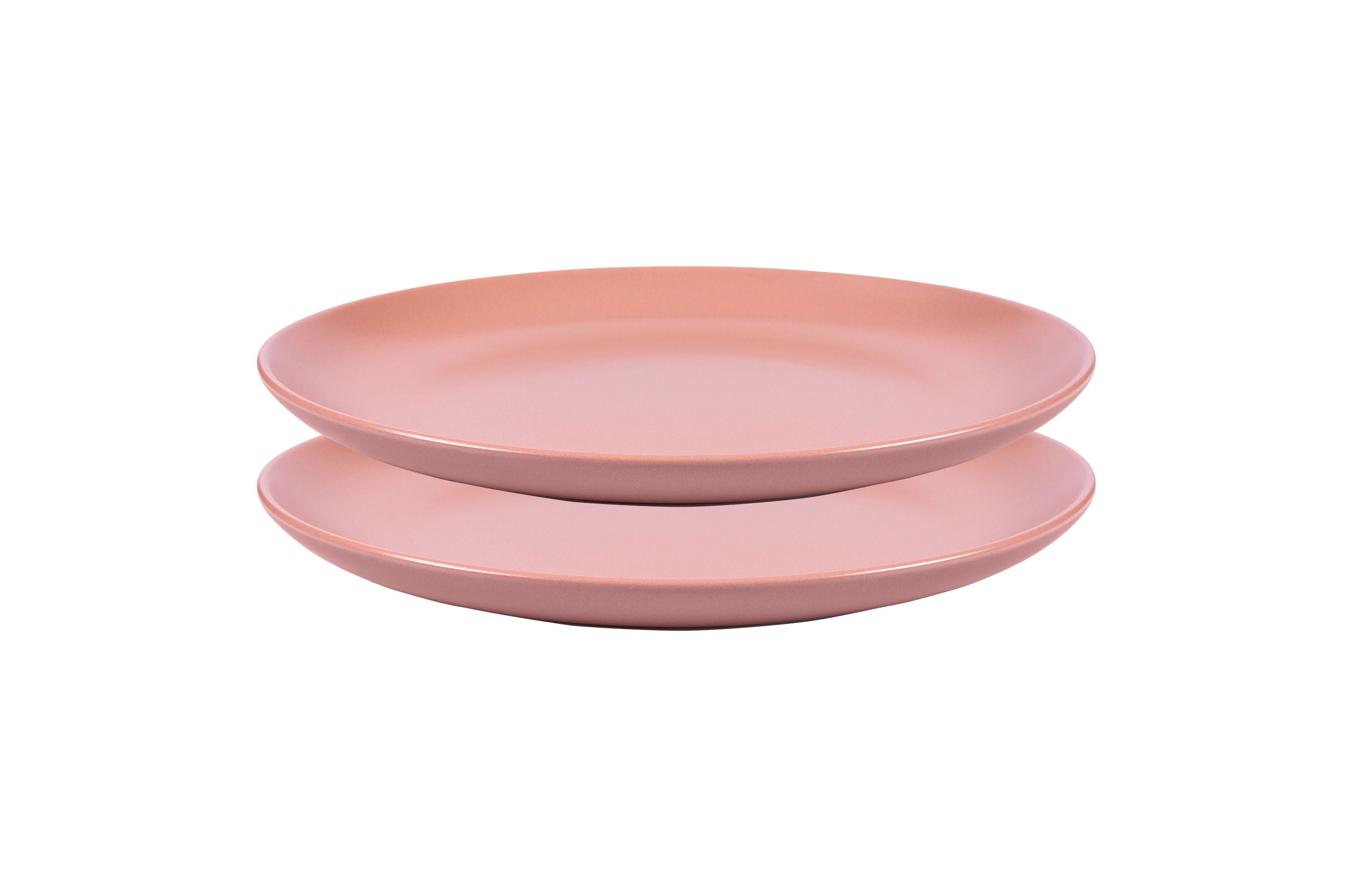 Zwei rosa Stoneware-Teller