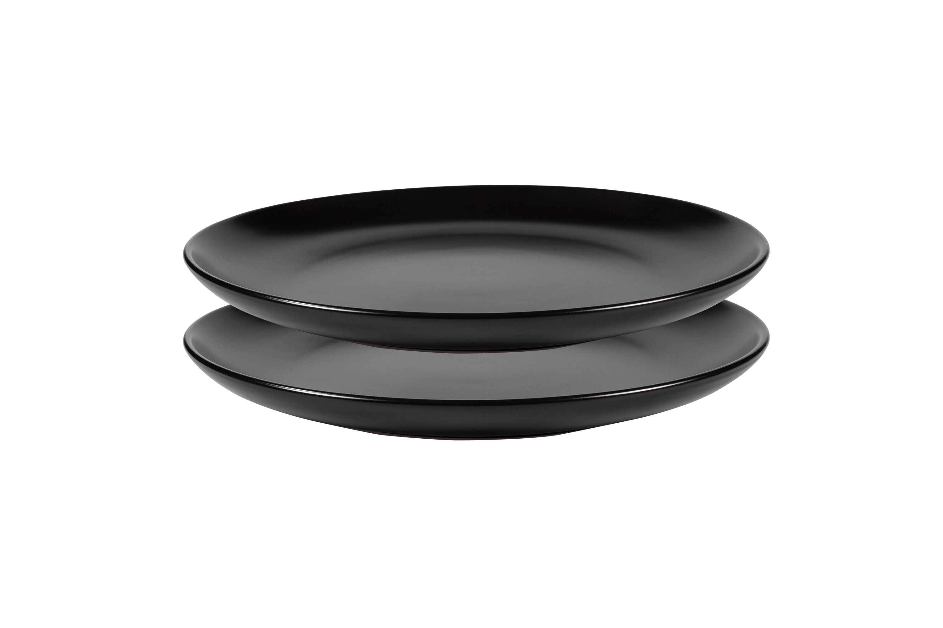 Zwei schwarze Stoneware-Teller
