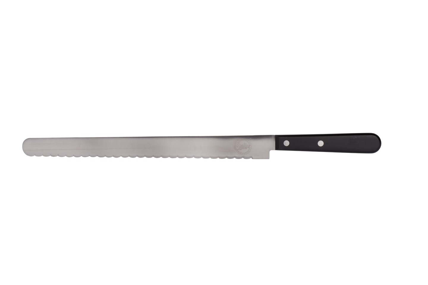 Ein Messer mit silberner Klinge und schwarzem Griff