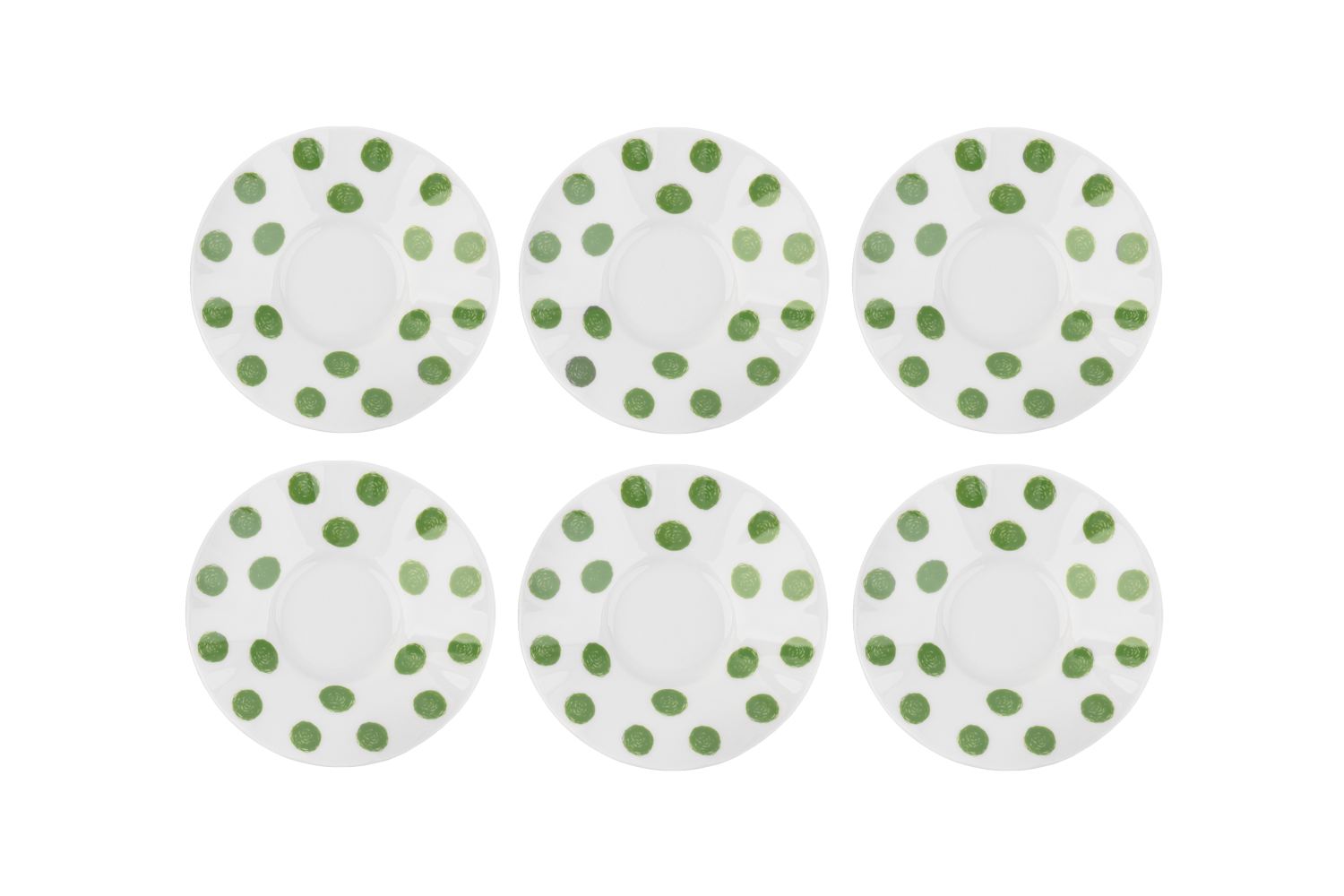 6 grün-gepunktete Untersetzer