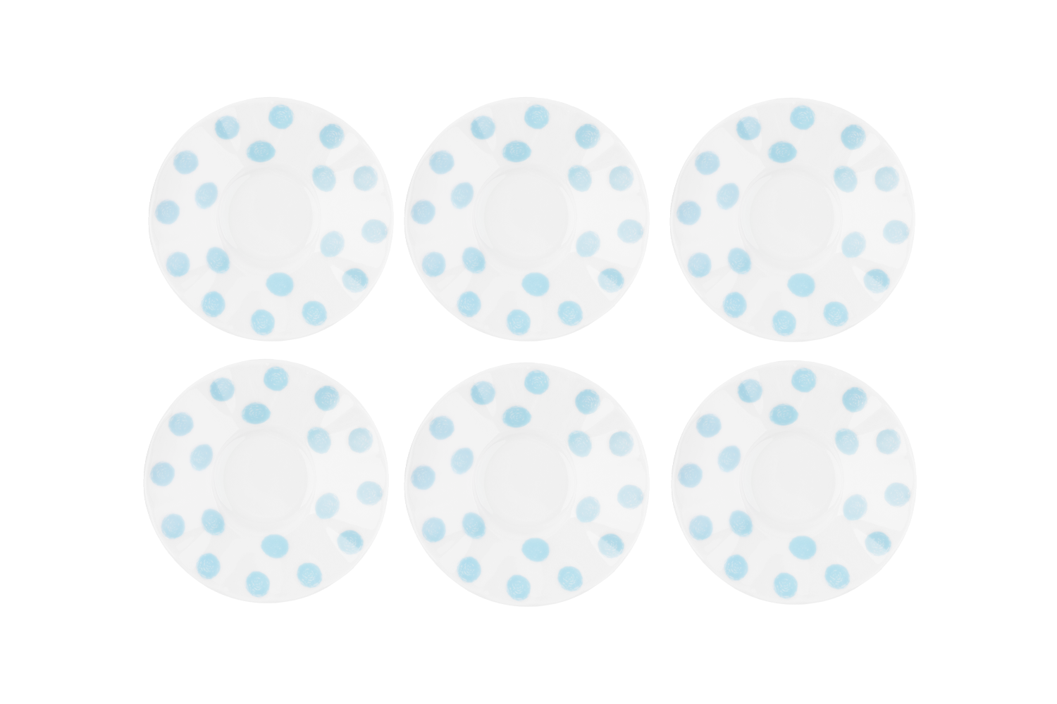 6 hellblau-gepunktete Untersetzer