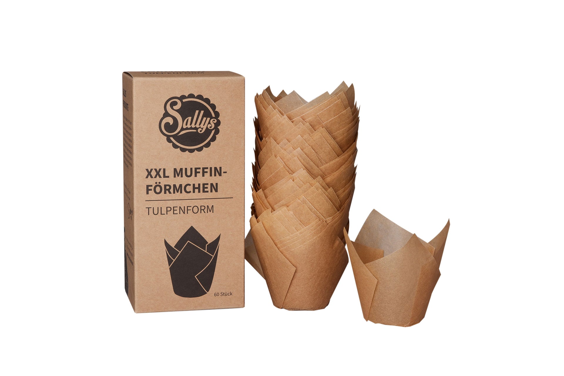 Beige XXL-Muffinförmchen mit Verpackung
