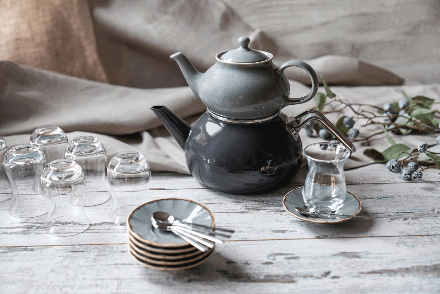 Sallys Teeglas Set - bauchig